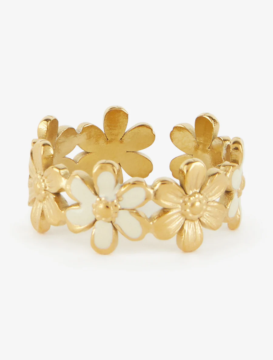 Verstelbare bloemenring - Goud/geel - Image 3