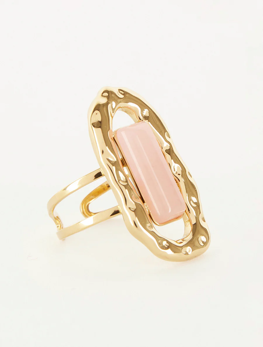 Verstelbare ring met gekleurde steen - Roos - Image 2