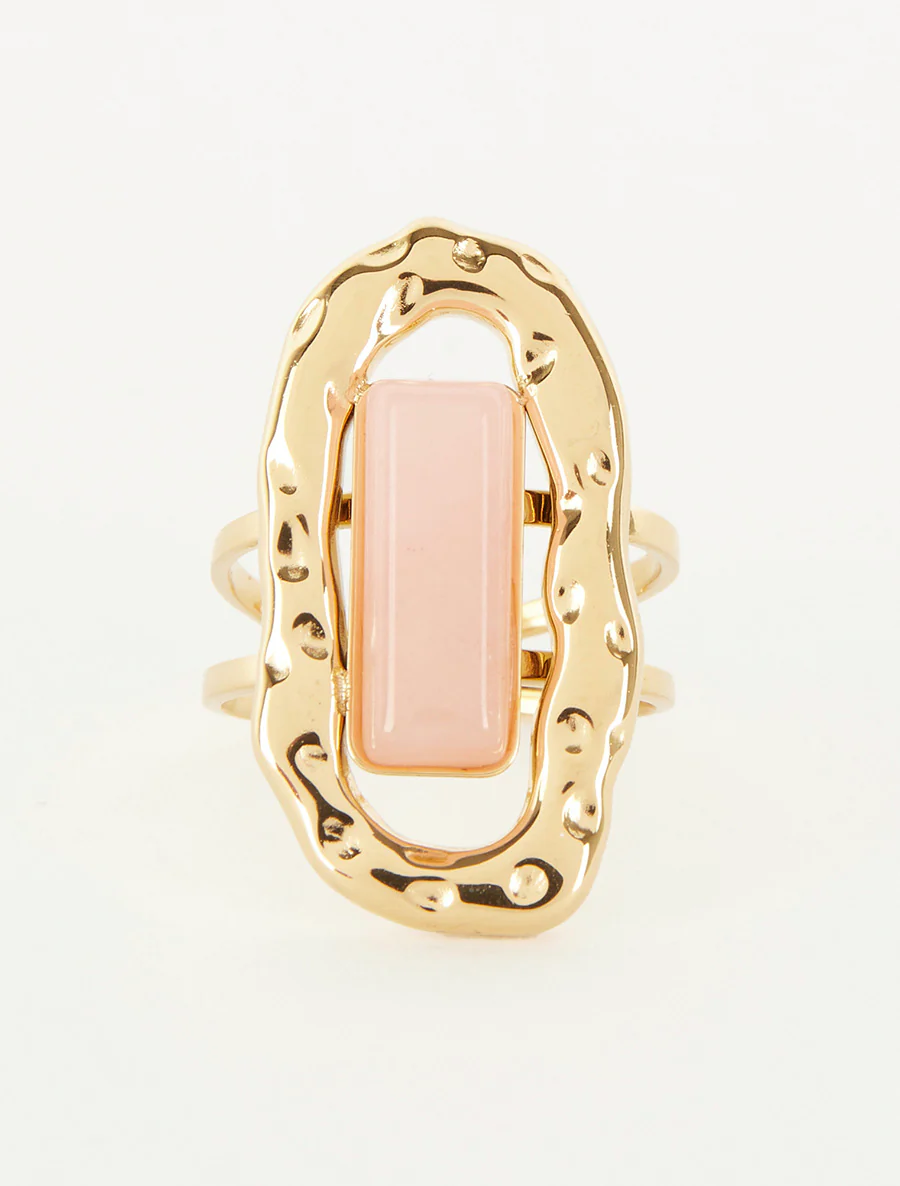 Verstelbare ring met gekleurde steen - Roos - Image 3