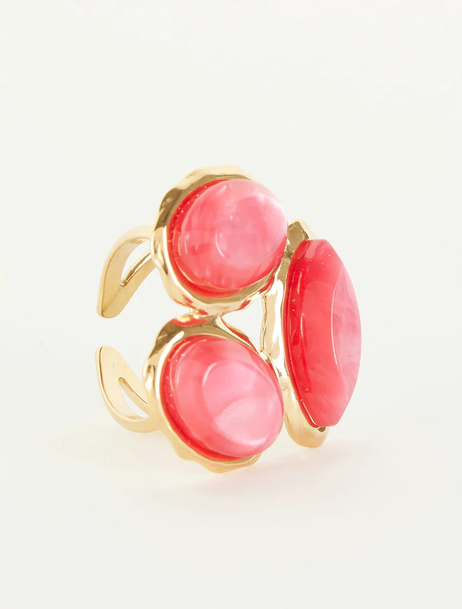 Verstelbare ring met harsstenen - Fuchsia - Image 2