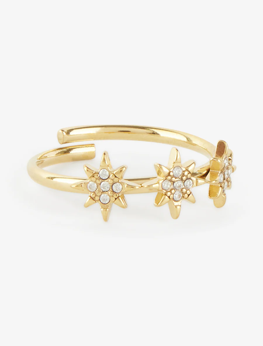 Verstelbare ring met strass sterren - Goud - Image 2