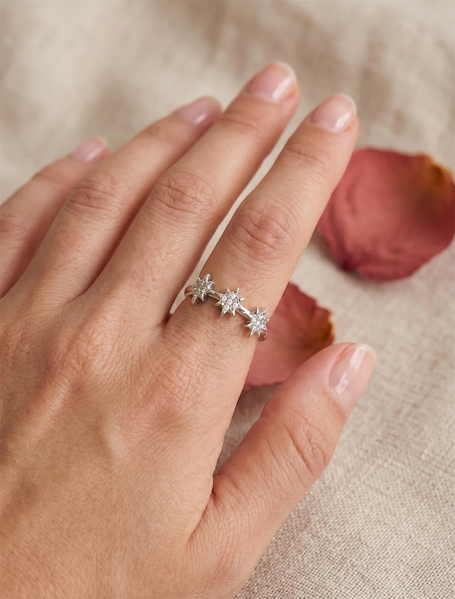 Verstelbare ring met strass sterren - Geld