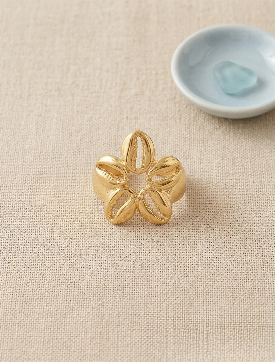 Verstelbare schelpenring - Goud