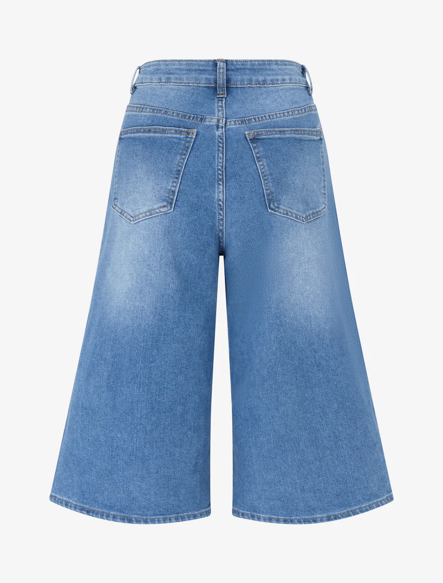 Vervaagde jeans Bermuda - Blauw - Image 2
