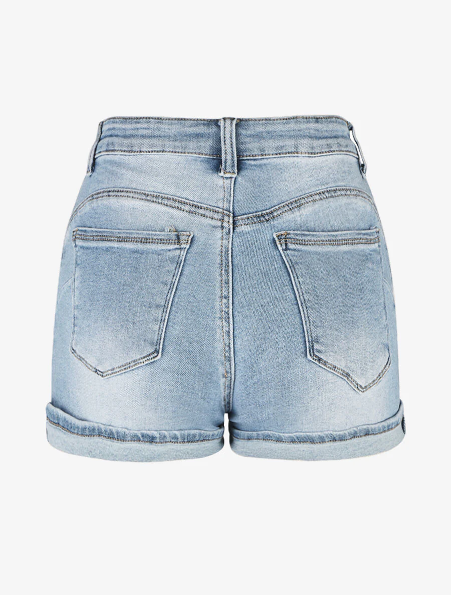 Vervaagde push-up shorts. recht model - blauw - Image 2