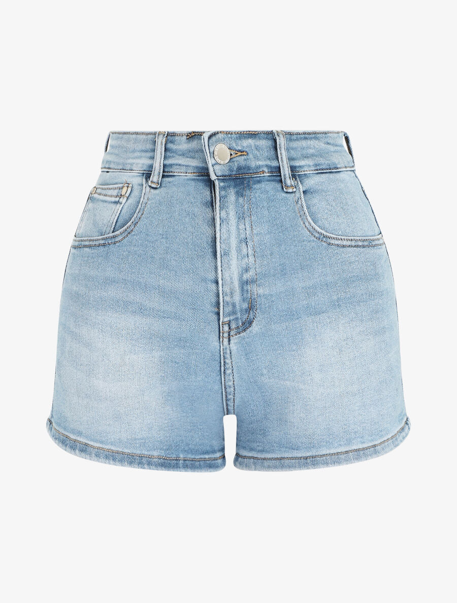 Vervaagde shorts. recht model - blauw