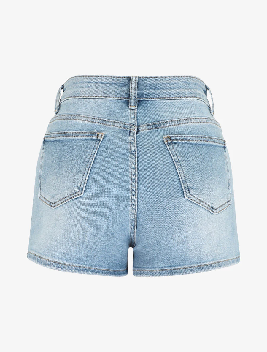 Vervaagde shorts. recht model - blauw - Image 2
