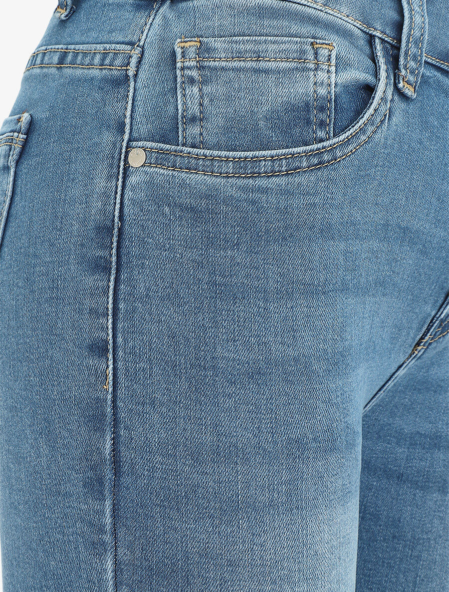Verwassen skinny jeans met hoge taille - Blauw - Image 3