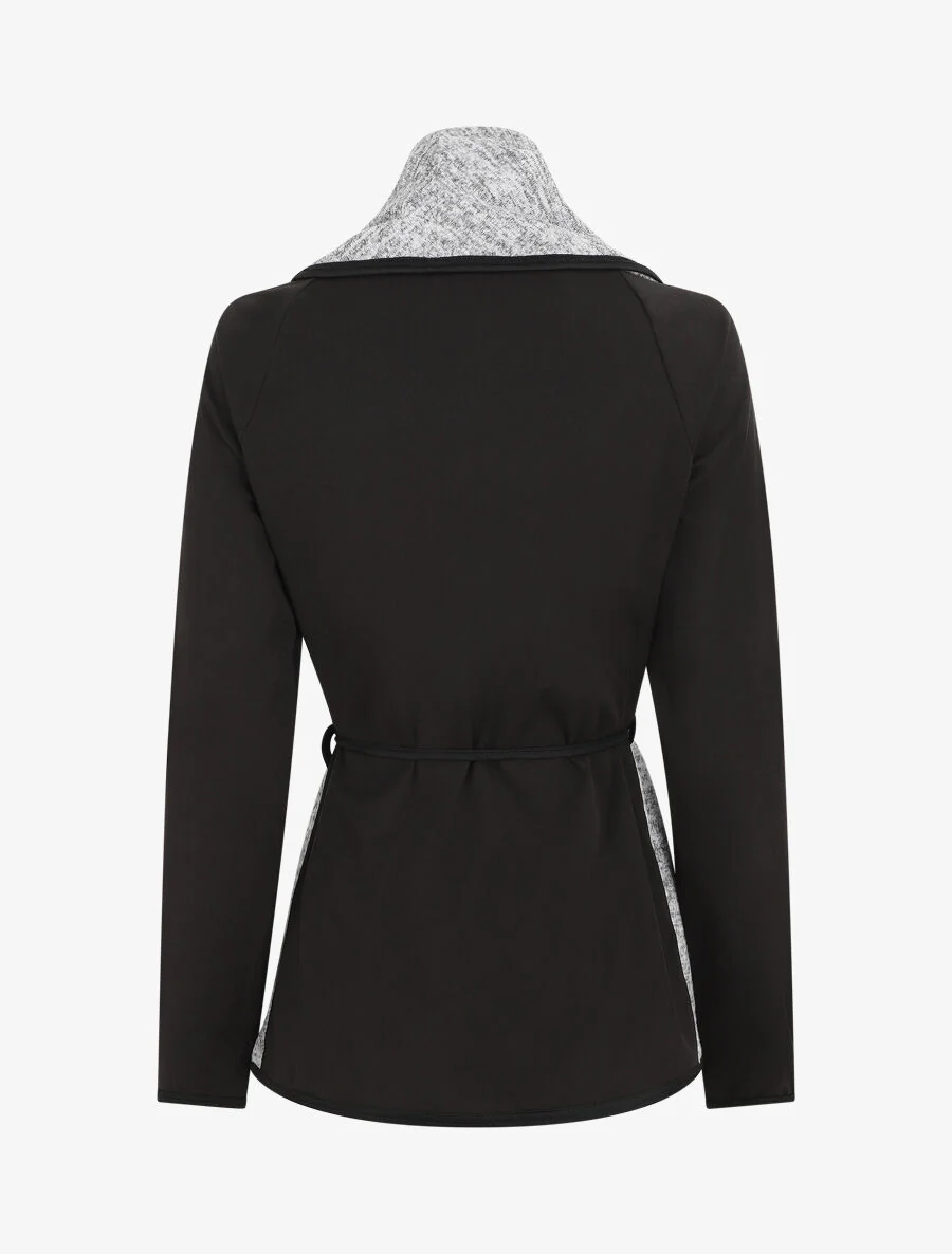 Vest in twee materialen met sjaalkraag - grijs - Image 2