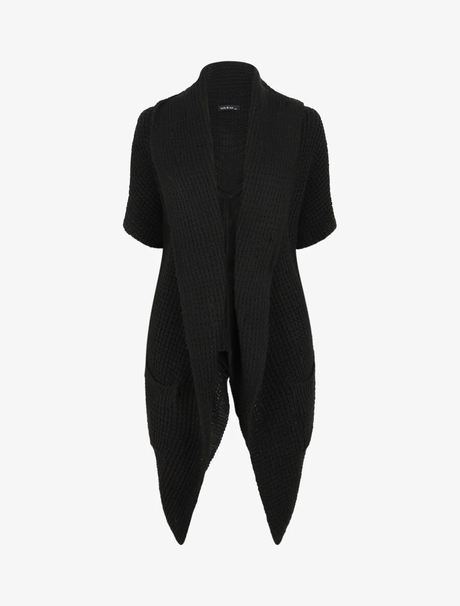 Vest met korte mouwen en sjaalkraag - Zwart