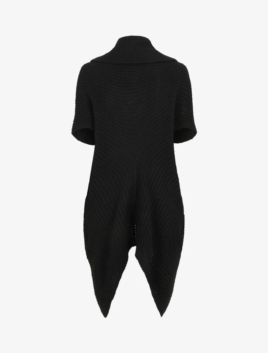 Vest met korte mouwen en sjaalkraag - Zwart - Image 2