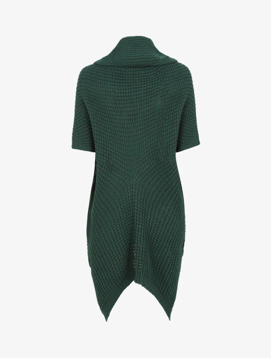 Vest met korte mouwen en sjaalkraag - Dennengroen - Image 2