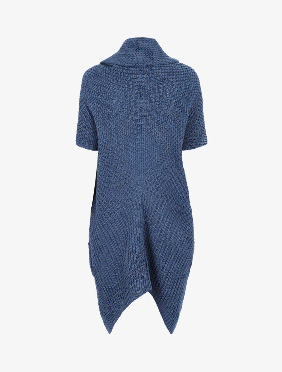 Vest met korte mouwen en sjaalkraag - blauw - Image 2