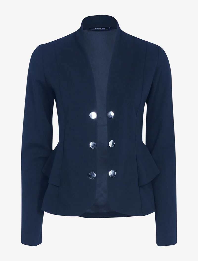 Jas met ruches aan de zijkanten - marineblauw