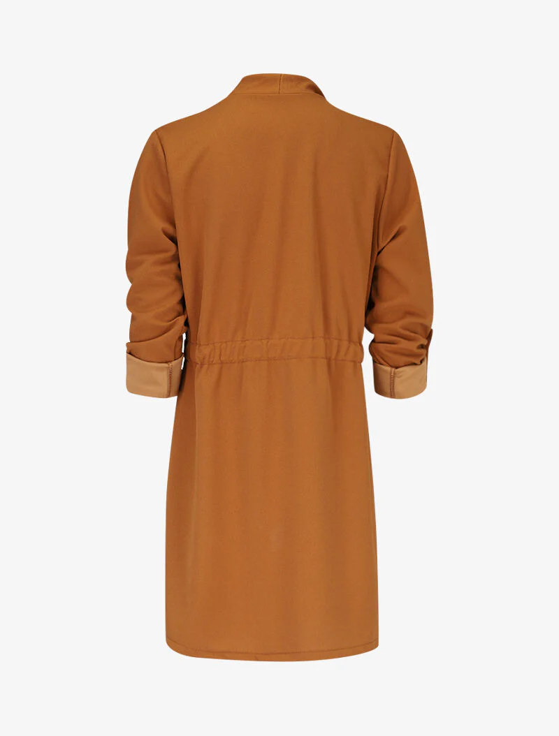 Vloeiende halflange jas - camel - Image 3