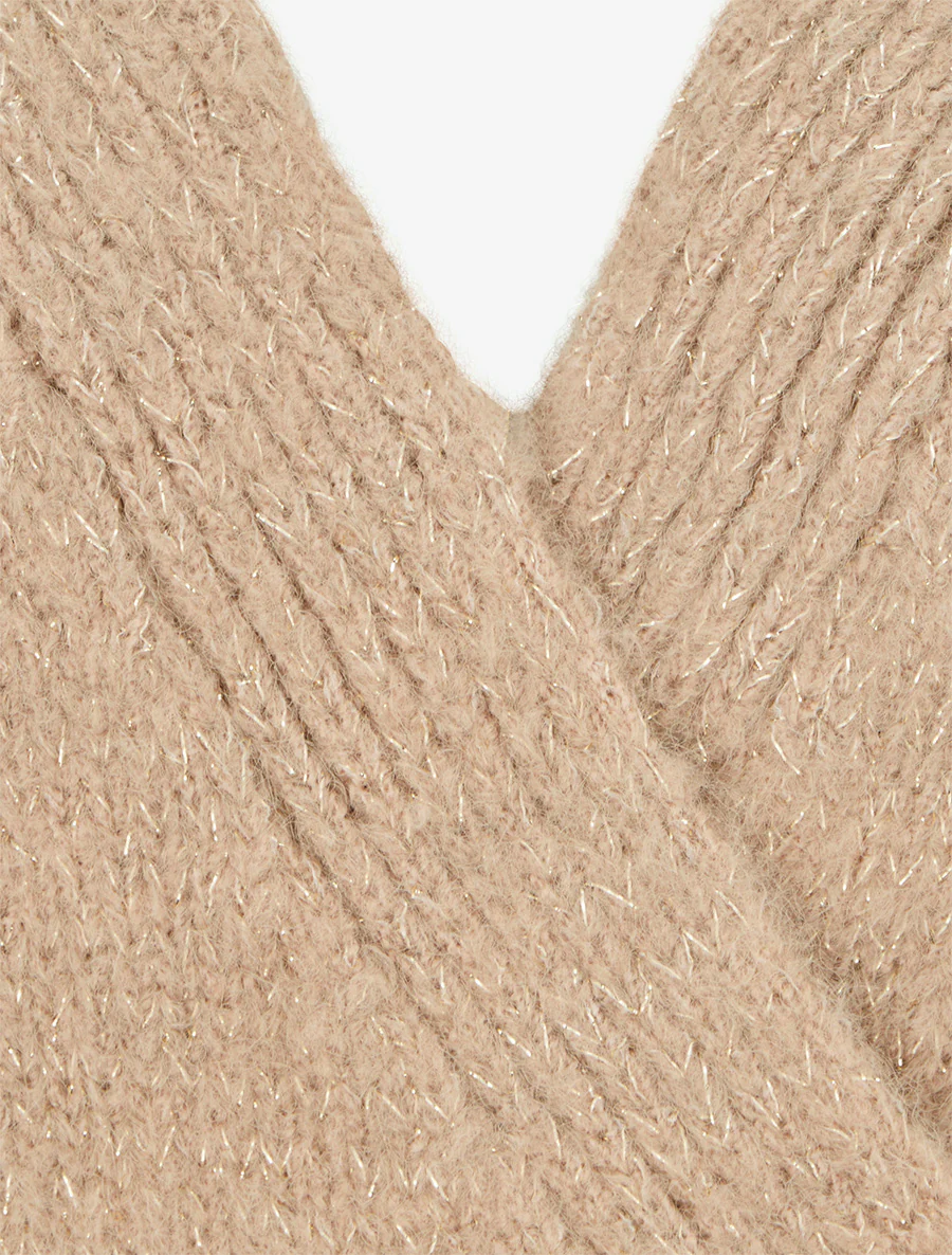 Vestje met glinsterend detail om te knopen - Licht kameel - Image 3