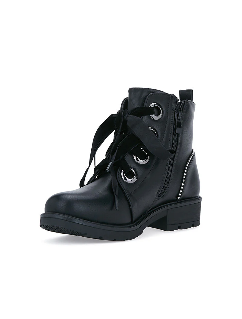 Veterschoenen met fluweeleffect - zwart - Image 3