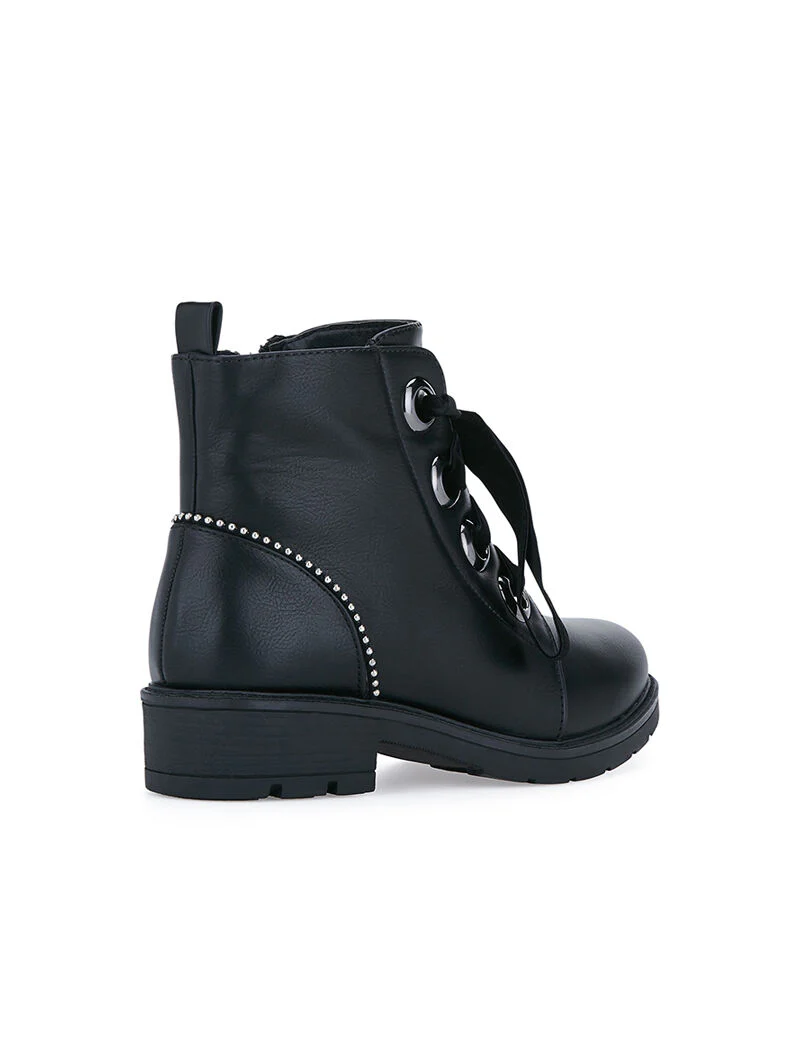 Veterschoenen met fluweeleffect - zwart - Image 4