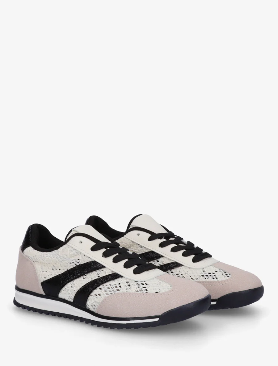Veterschoenen met contrasterende strepen - Zwart - Image 4