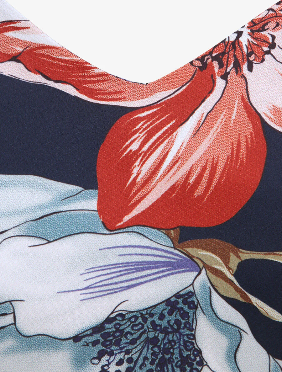 Vierkante tanktop met abstracte bloemenpatronen - Marine - Image 3