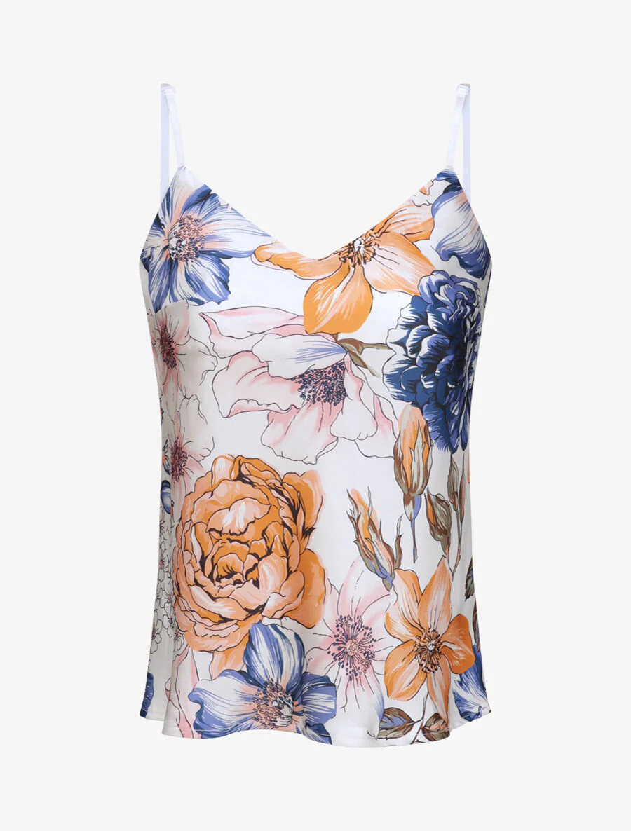 Vierkante tanktop met abstracte bloemenpatronen - Wit