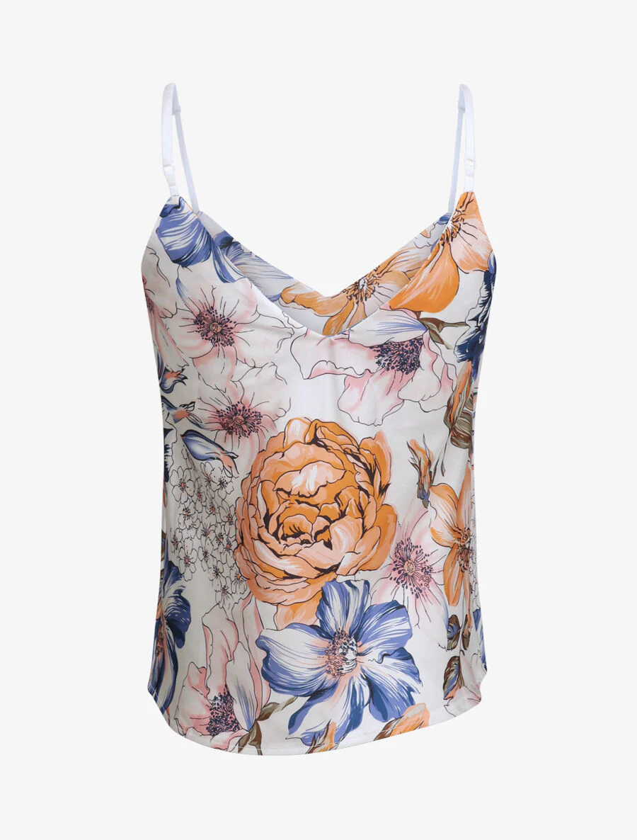 Vierkante tanktop met abstracte bloemenpatronen - Wit - Image 2
