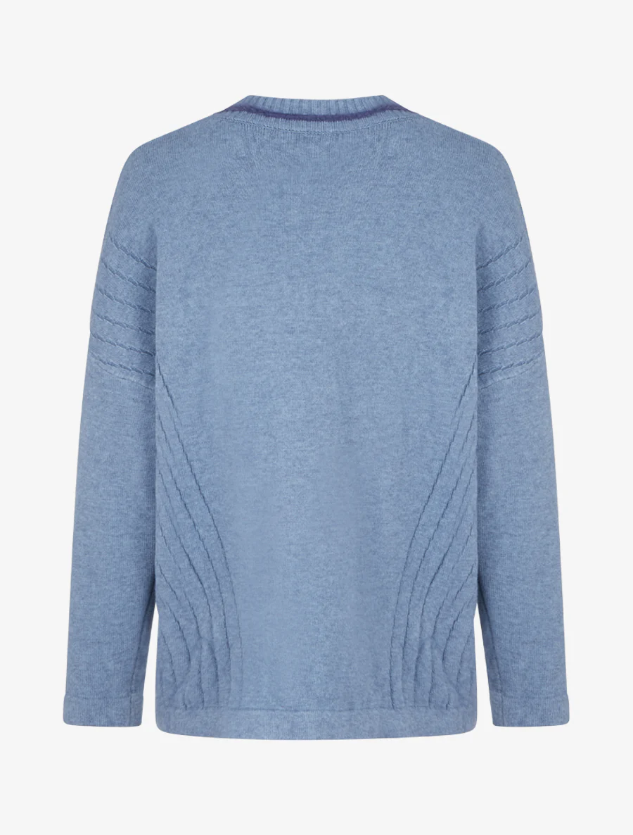 Vierkante trui met V-hals - Blauw - Image 2