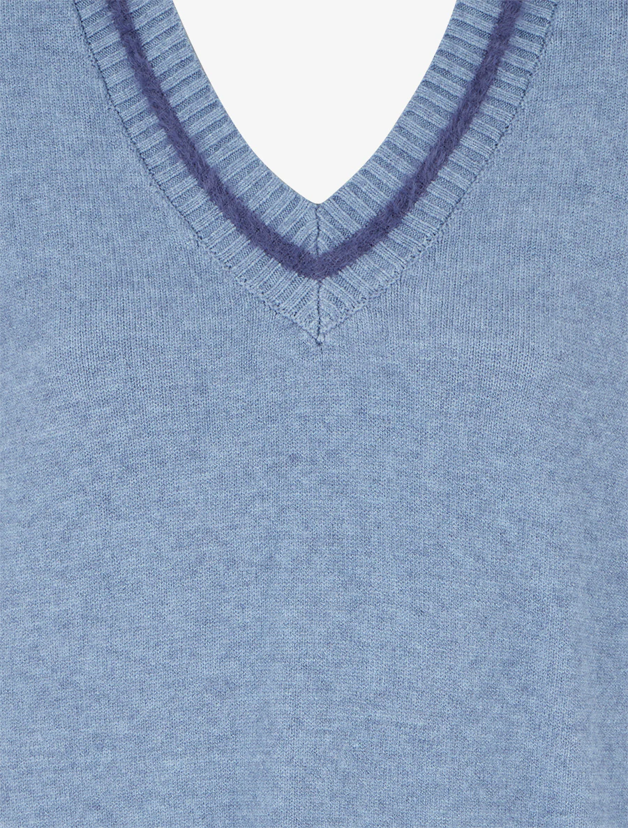 Vierkante trui met V-hals - Blauw - Image 3