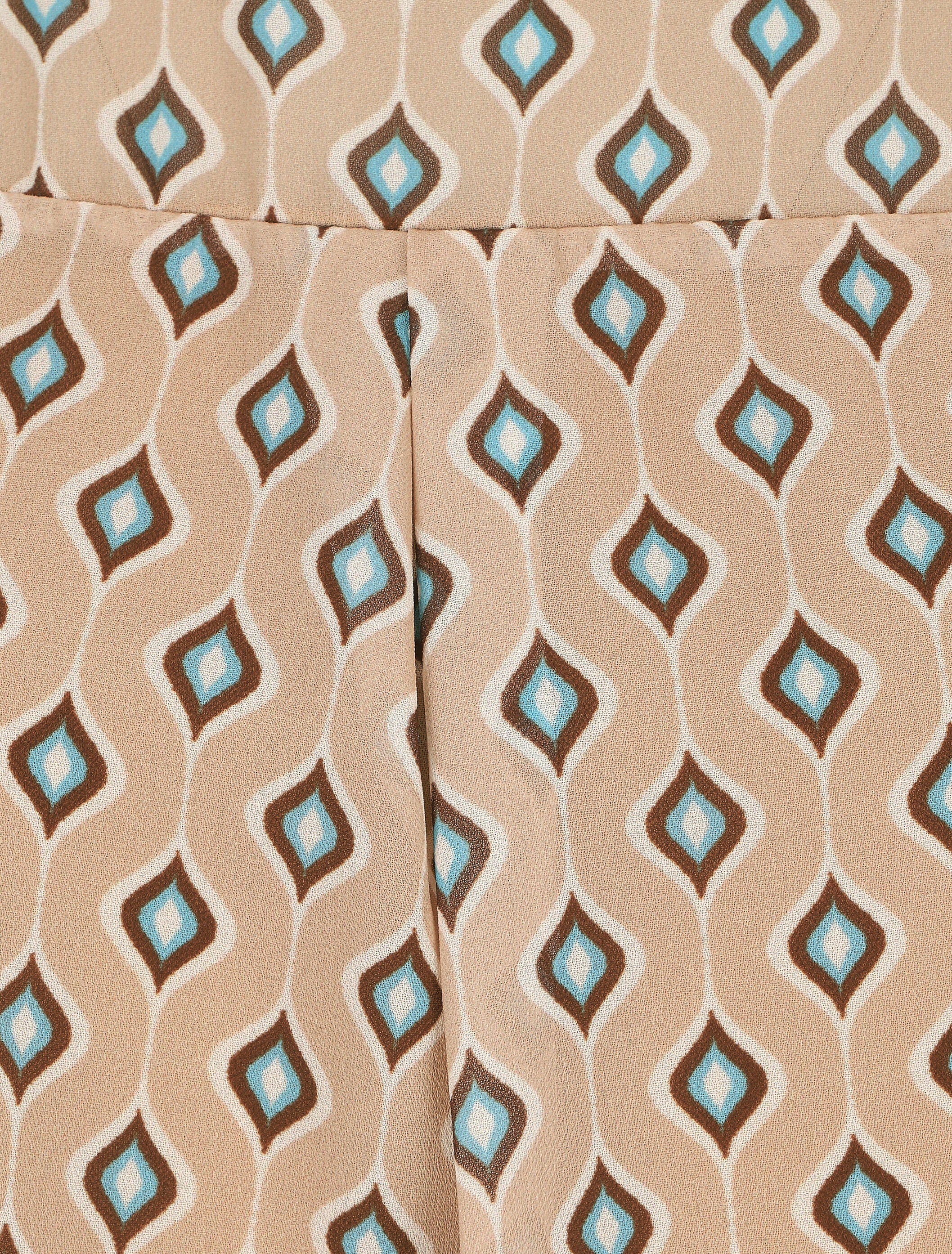 Vintage geprinte zijden blouse - Beige - Image 3