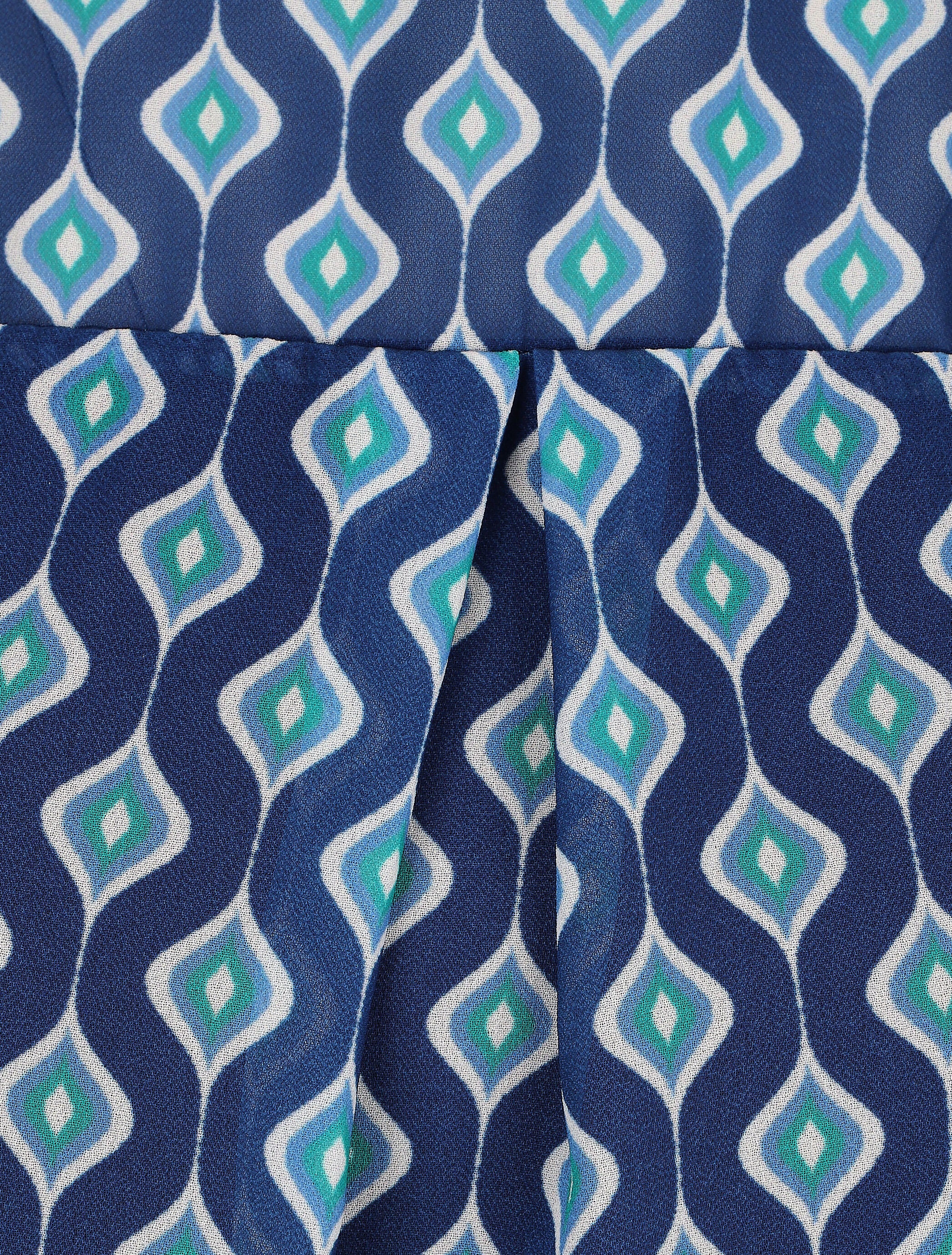 Vintage geprinte zijden blouse - Blauw - Image 3