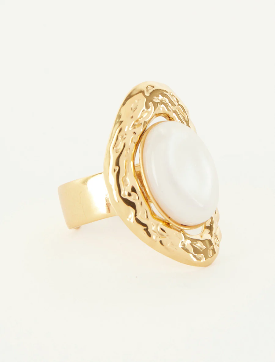 Vintage ring met steen - Wit - Image 2