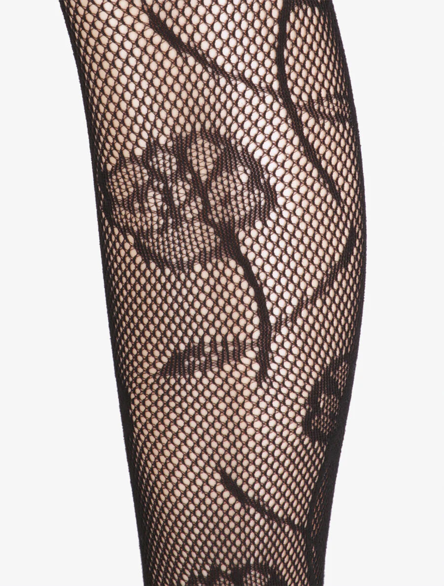 Netpanty's met bloemenmotief - Zwart - Image 2