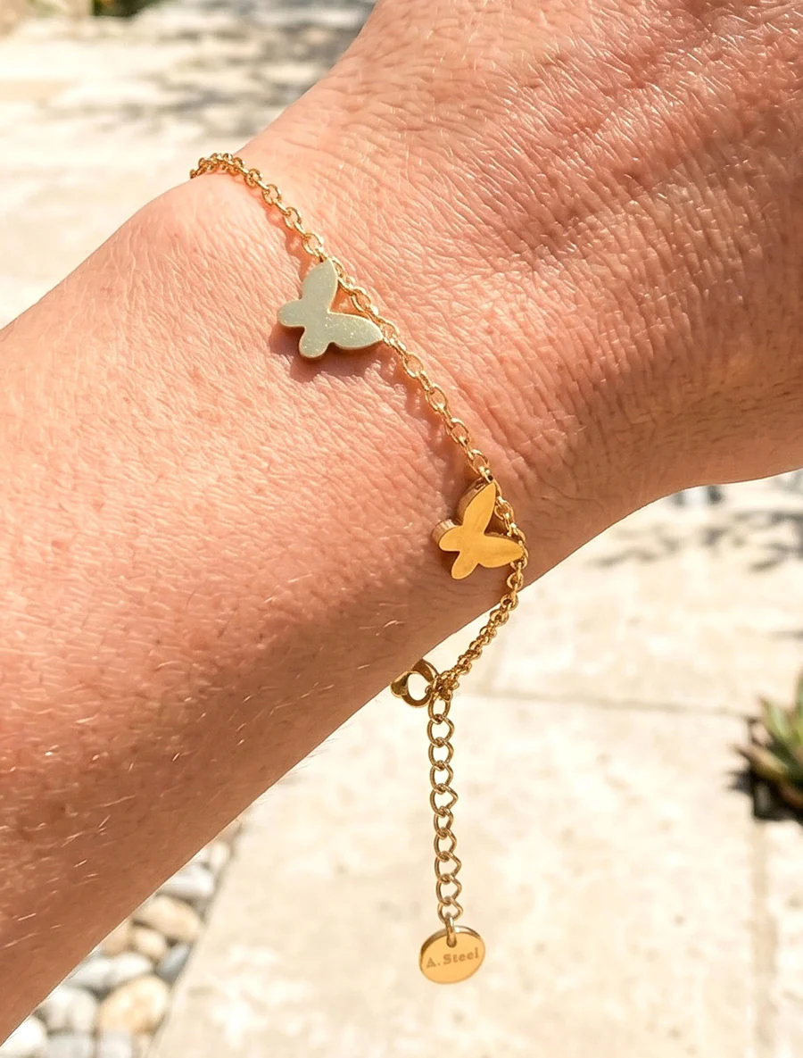 Vlinder bedelarmband - Goud