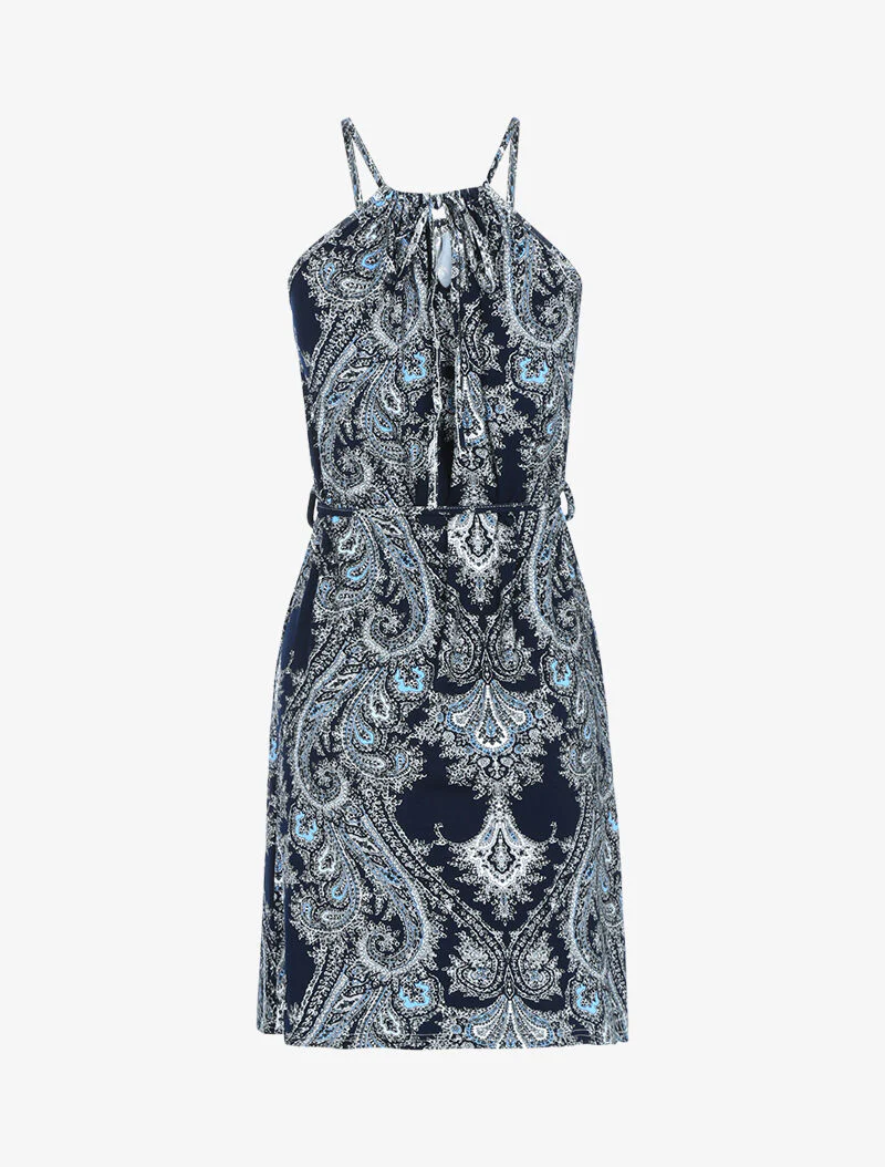 Vloeiende jurk met paisleyprint - marineblauw - Image 2
