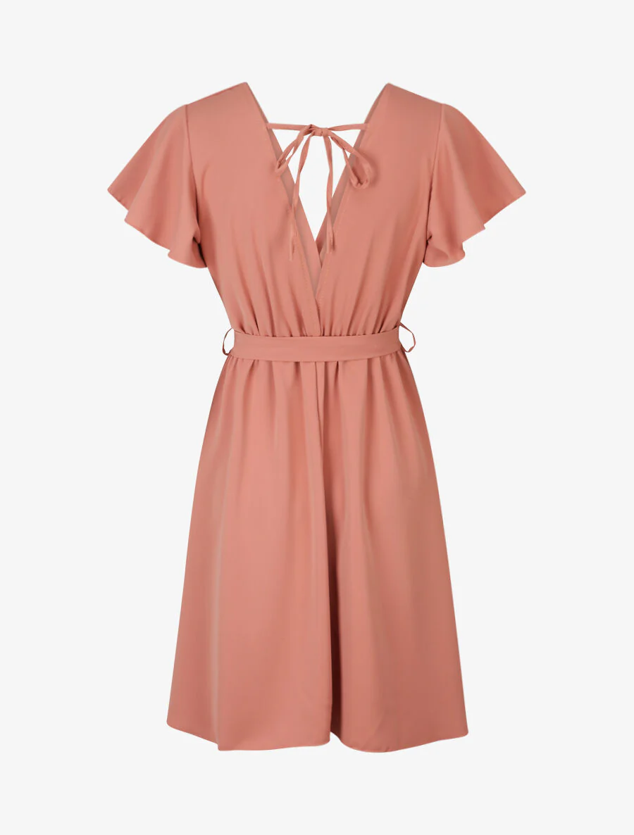 Vloeiende jurk met overslaghals - Roze - Image 2