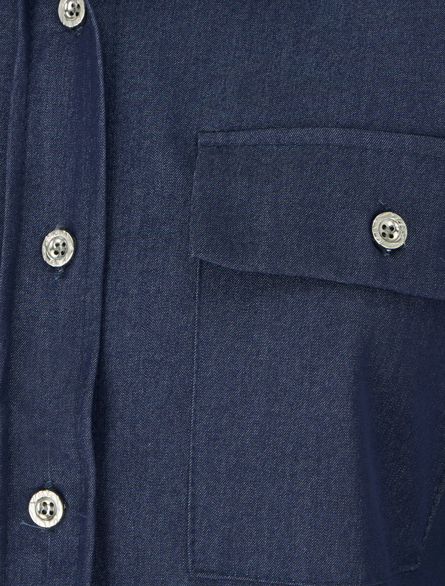 Vloeiend effen overhemd met zakken - Ongerept blauw - Image 3