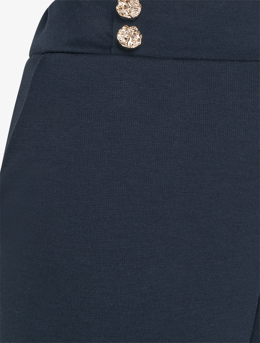 Vloeiende broek met een taille versierd met knopen. - Nachtblauw - Image 3