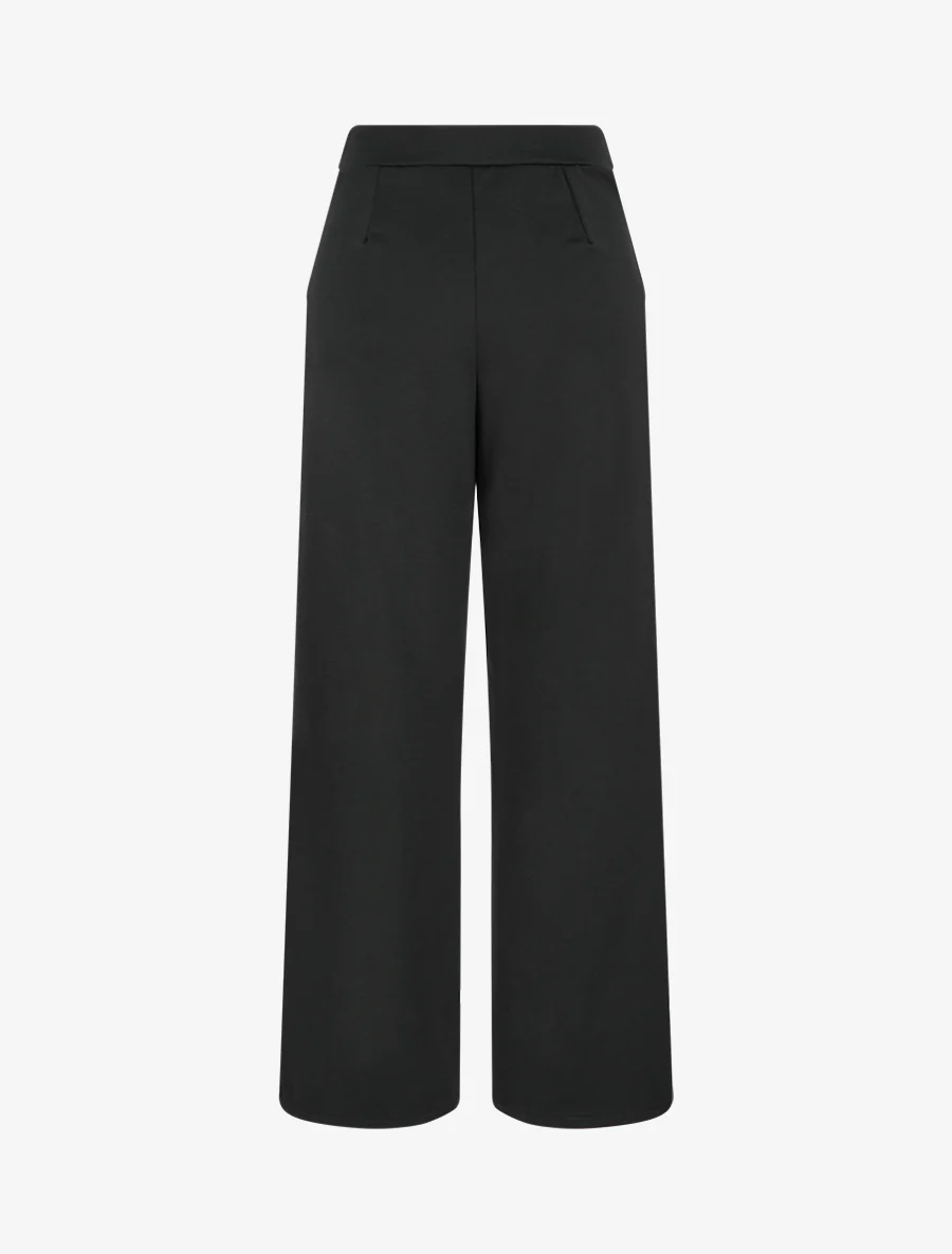 Vloeiende broek met een taille versierd met knopen. - Zwart - Image 2