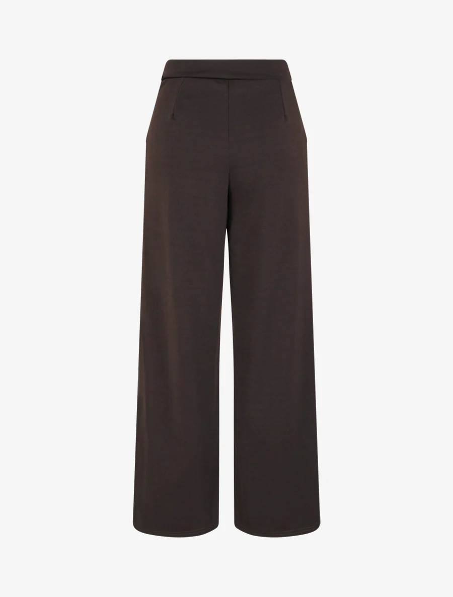 Vloeiende broek met een taille versierd met knopen. - Donkerbruin - Image 2