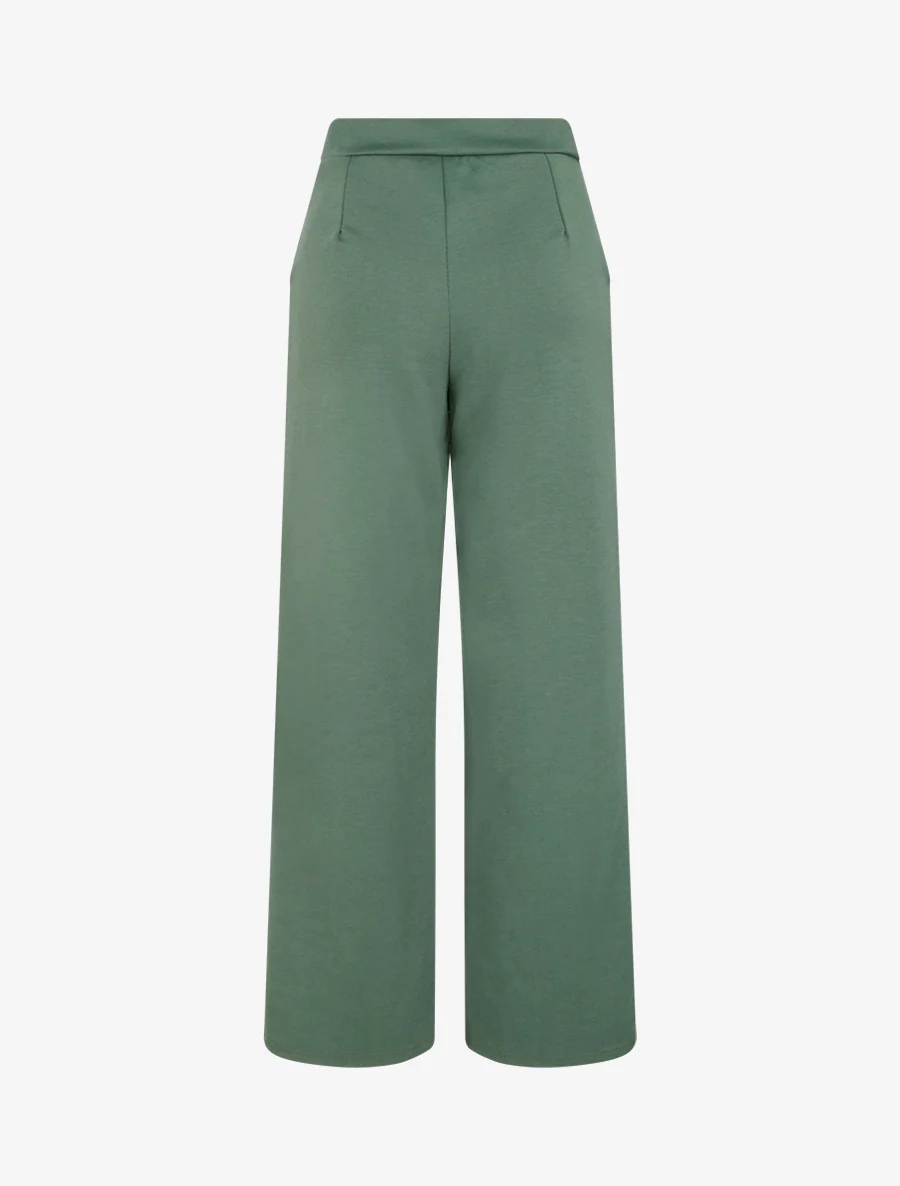 Vloeiende broek met een taille versierd met knopen. - Kaki - Image 2