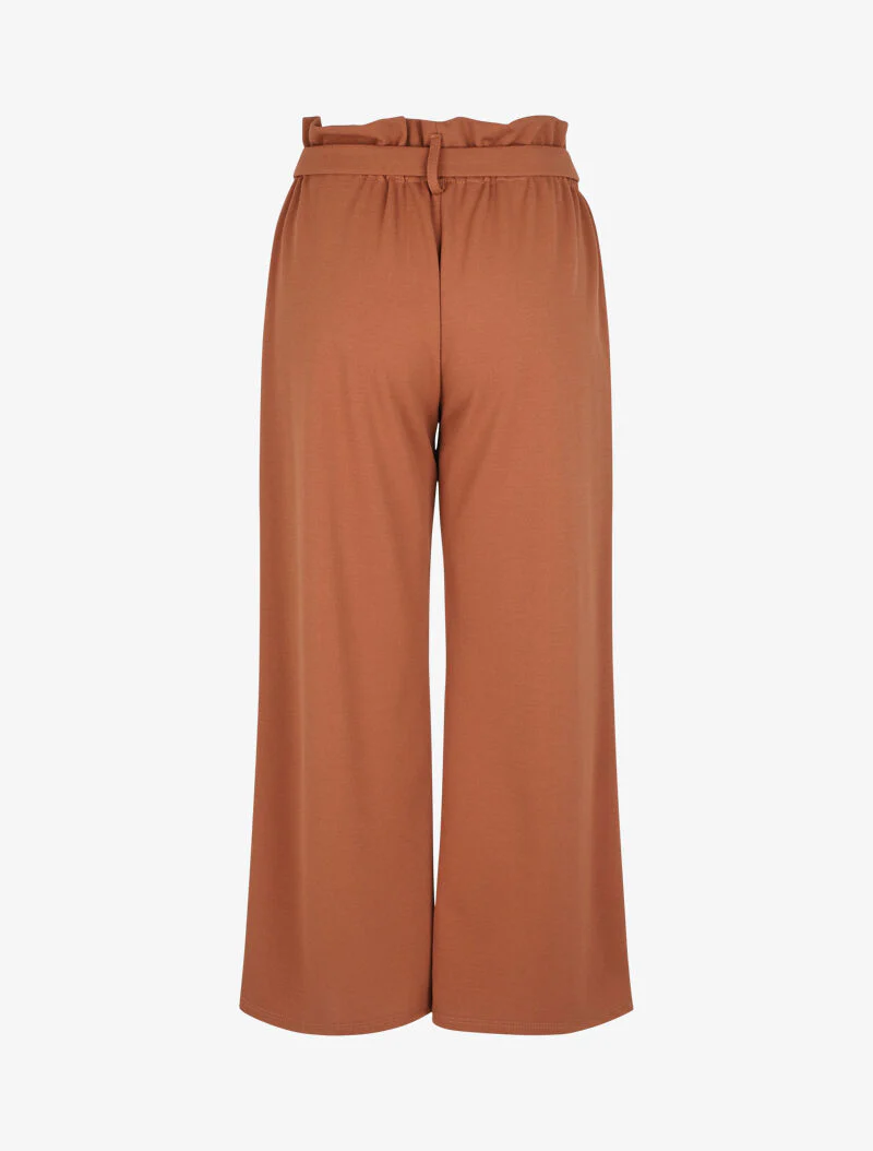 Vloeiende broek met oogjes - Camel - Image 2