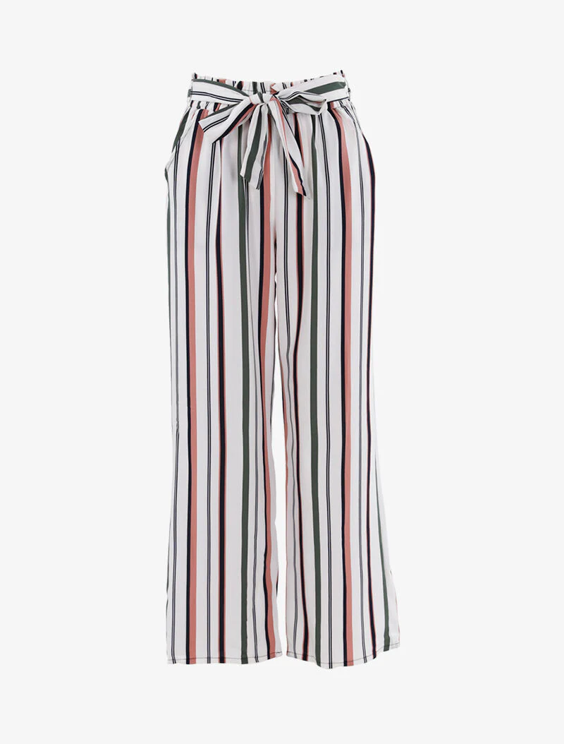 Vloeiende gestreepte broek - wit