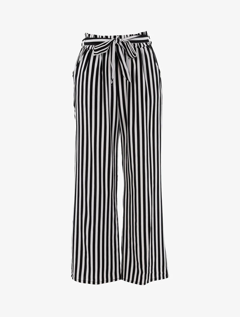 Vloeiende gestreepte broek - zwart