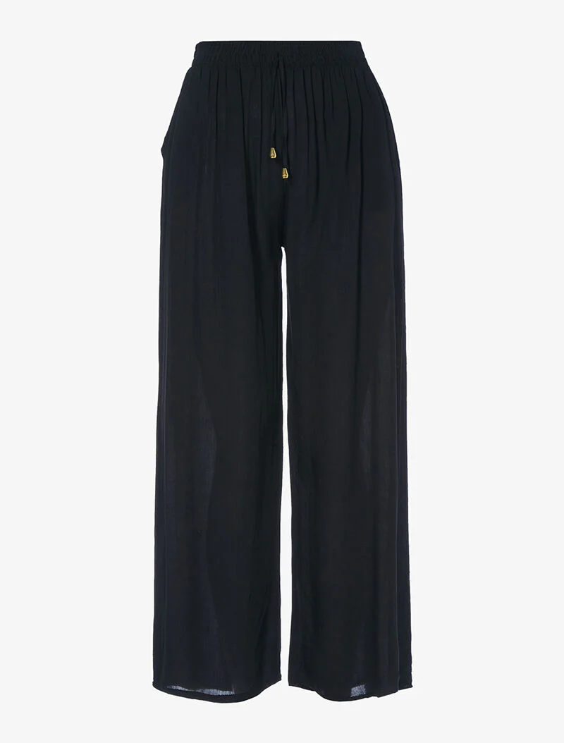Vloeiende effen broek - zwart