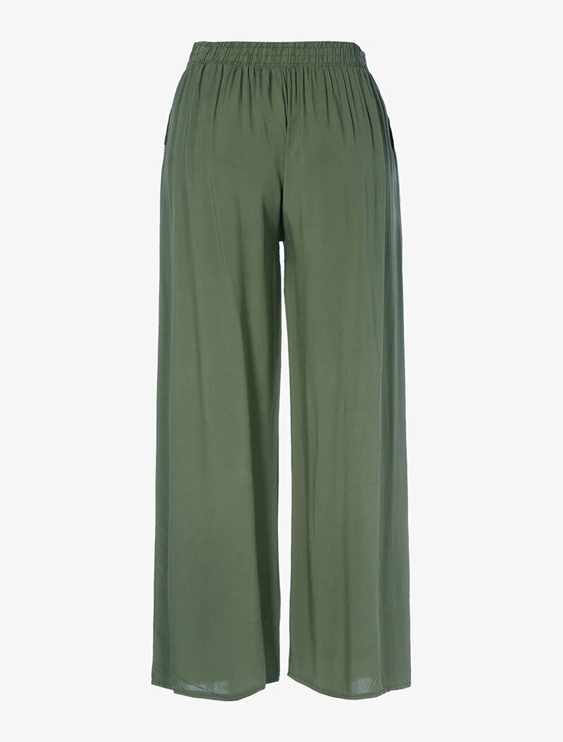Vloeiende effen broek - kaki - Image 2