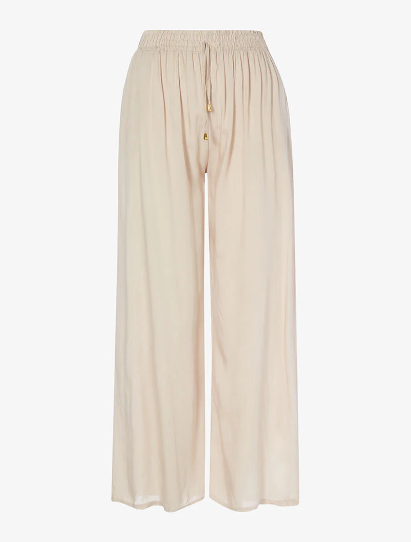 Vloeiende effen broek - taupe