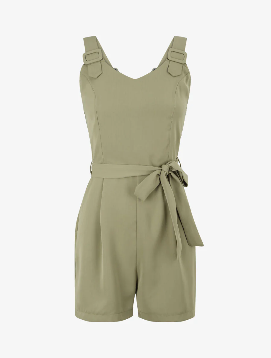 Vloeiende eenkleurige shorts - Kakigroen