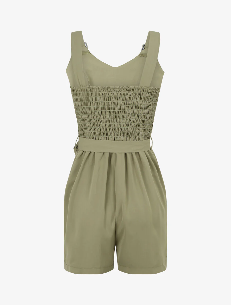 Vloeiende eenkleurige shorts - Kakigroen - Image 2