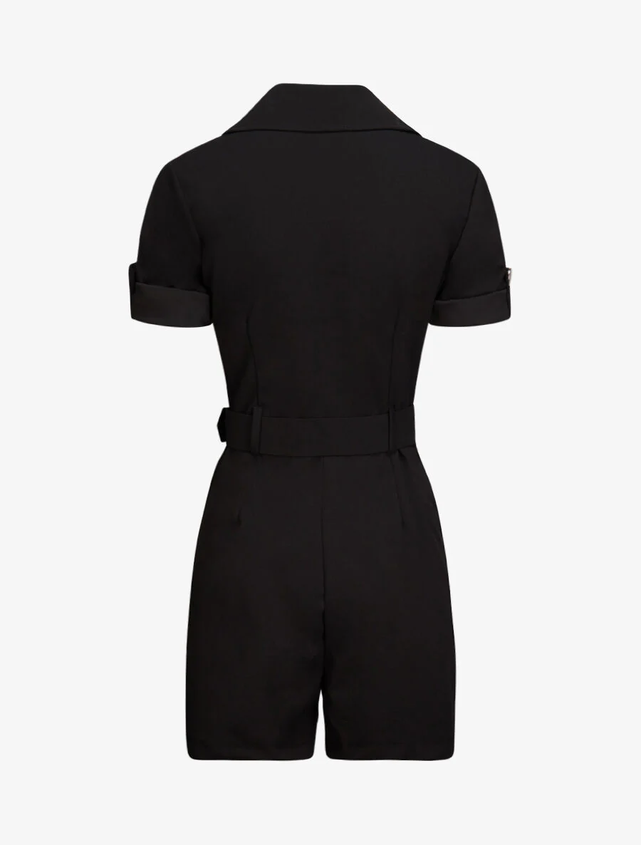 Vloeiende eenkleurige shorts - Zwart - Image 2