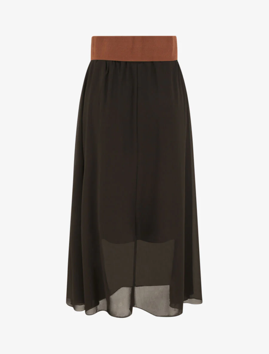 Vloeiende effen midirok - zwart - Image 2